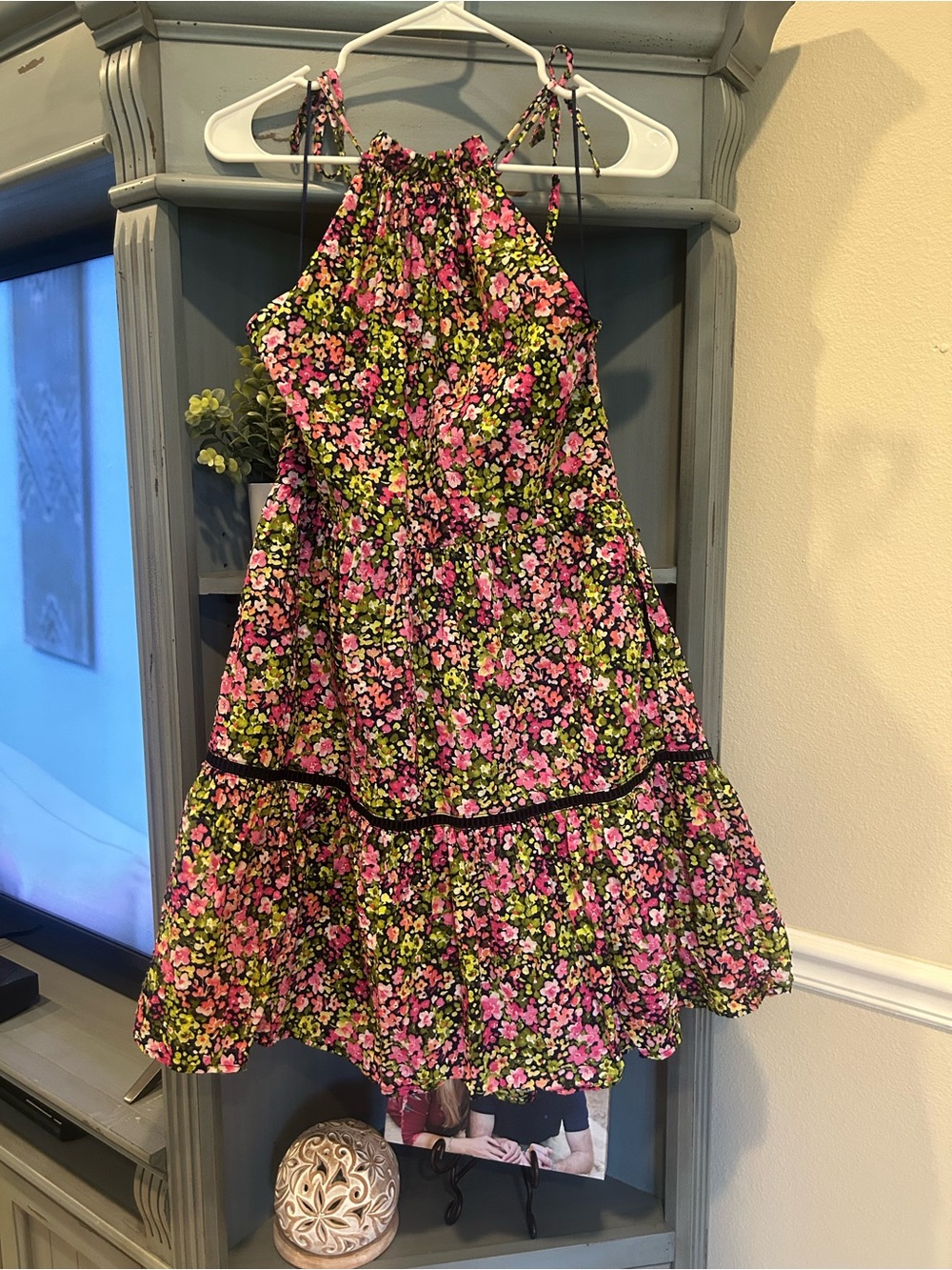 Crown & Ivy Floral Halter Dress with Pink & Green Print
